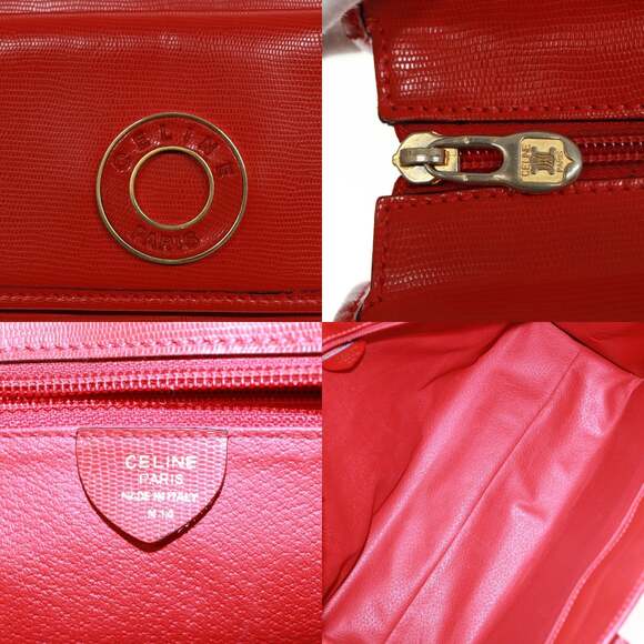 CELINE Shoulder Bag Leather Red - Picture 11 of 12